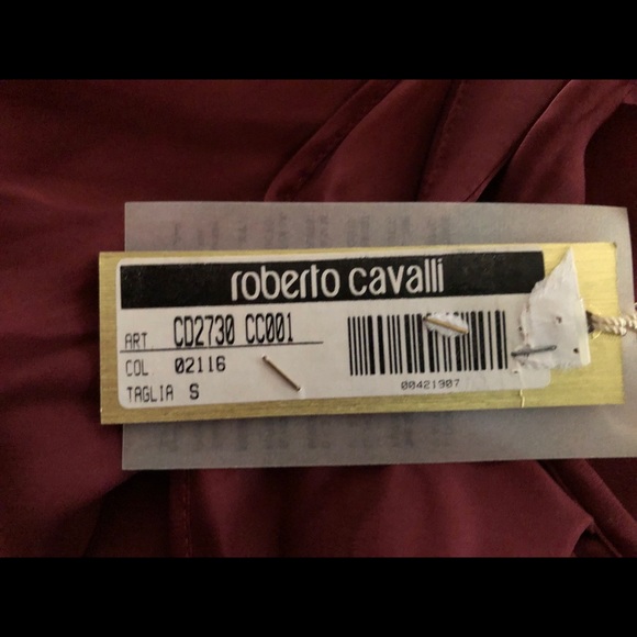 Vintage Roberto Cavalli 100% Silk Blouse-Sheer Burgundy-Made in Italy - Picture 2 of 10